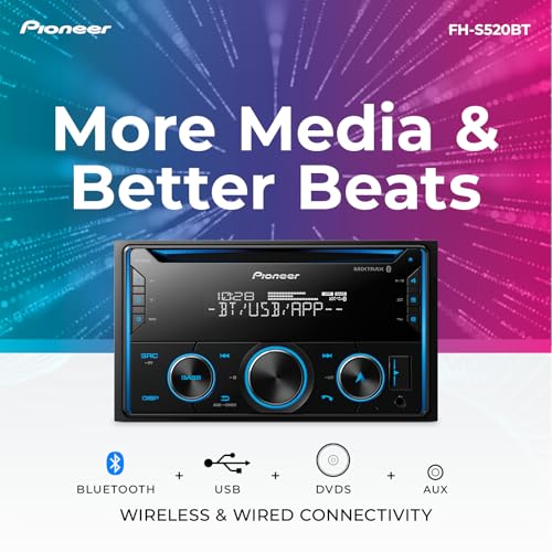 Pioneer FH-S520BT Double Din CD Receiver – Bluetooth, USB/AUX, FLAC, AM/FM Radio, 13-Band EQ, 50W x 4, Voice Control, Front, Rear/SW Selectable RCA Preouts by PIONEER - Image 3
