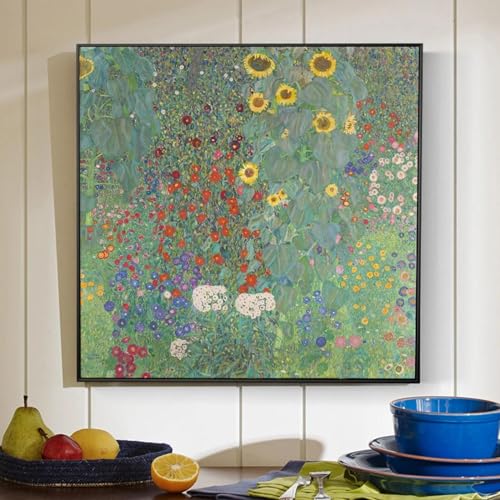 Tableau Klimt tournesols 50x50 cm pour raviver un mur blanc et vide