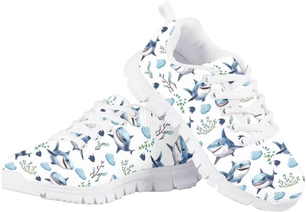 Pinupub Boys Girls Tennis Sports Shoes Cute Graphic Print Non Slip Lace Up Sneakers for Running