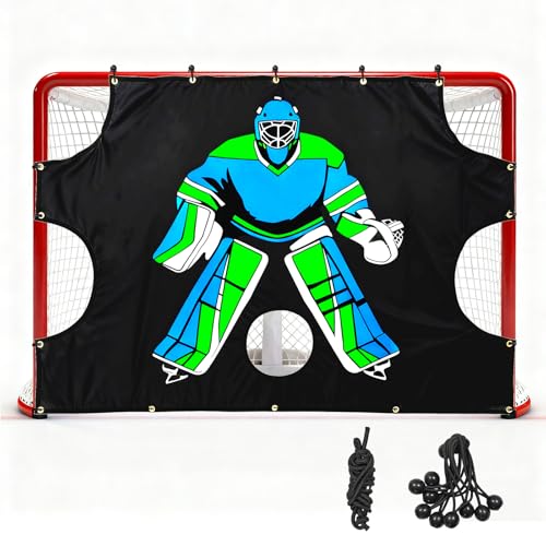 Doublehorse - Doublehorse Ice Hockey Training Target： 72x48 inches Durable Quick Install PVC Goalie for Shotting Accuracy Skill Development Suit Indoor Outdoor All Weather - for Youth Adults with 5 Hole - 1 Piece