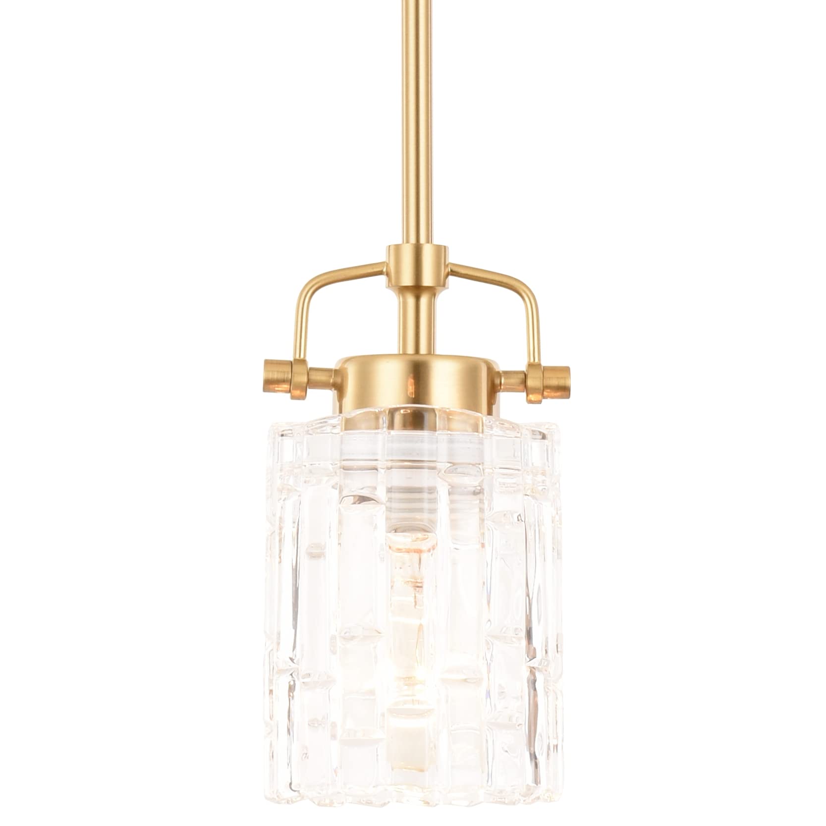 ALICE HOUSEMini Modern Pendant Lighting Over Kitchen Island, Brushed Brass Sink Hanging Lamp, Contemporary Farmhouse Glass Pendant Light for Dining Room, Bedroom, Bathroom, AL2218-P1