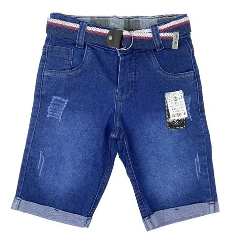 Kit 2 Bermuda Jeans Infantil Menino Masculino Com Regulador Tamanho:10