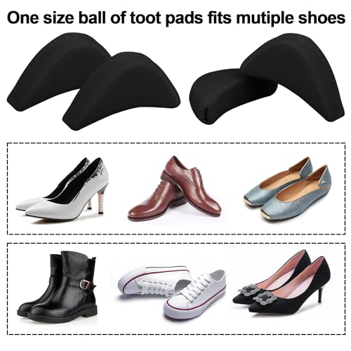 Image of Shoe Inserts - 5 Pairs Toe Cushion Inserts for Loose Shoes; Adjust Fits for High Heels Dress Boots (Black) Half-Size Reusable Fillers