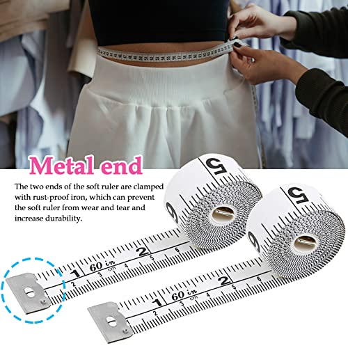 Body Tape Measure Sewing Measuring Tape - Soft Tape Measure 60 Inch/150 Cm, Cloth Measuring Tape For Body Measurements Weight Loss, Double Scale Soft Ruler For Tailor Craft Fabric (White, 2 Pack) #TOP2