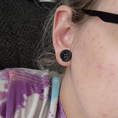 image for AntDear 2Pcs Acrylic Plug Gauges for Ears Women Men Black White Button