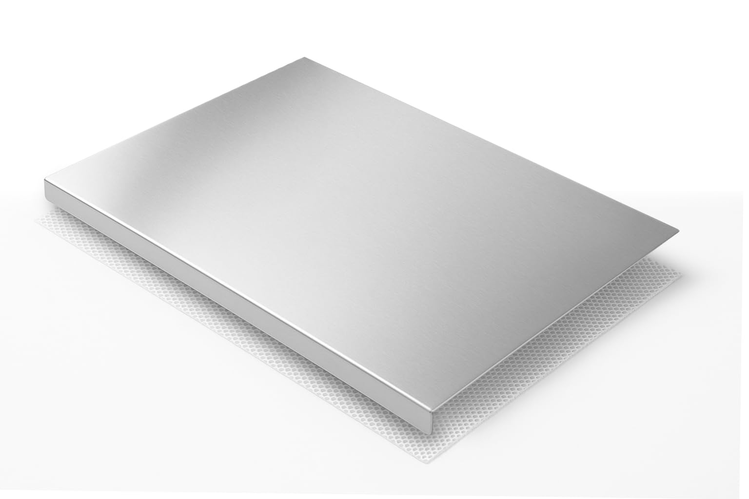 RONDA Tagliere Spianatoia Acciaio Inox 60x50 cm - Piano da Lavoro Alimentare Professionale, Antibatterico e Antiscivolo con Piega 2 cm per Impastare Pizza, Pane e Pasta - Made in Italy