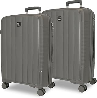 ROLL ROAD Acadia Set di Bagagli Antracite 65/75 cm Rigido Polipropilene Lucchetto a...