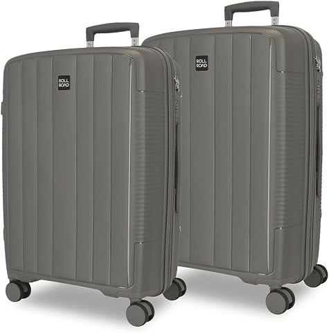 ROLL ROAD Acadia Set di Bagagli Antracite 65/75 cm Rigido Polipropilene Lucchetto a Combinazione Integrato 172L 7.6...