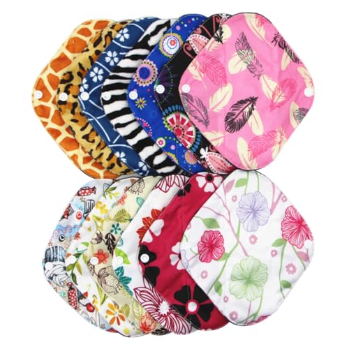 FOYTOKI 5 Piezas Compresas Menstruales Reutilizables Fibra de Carvón Almohadillas Sanitarias para Mujeres Con Alas y Clips para Fijación Prácticas y Ecológicas