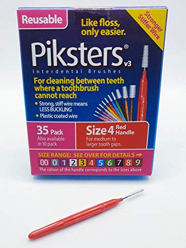 Piksters Interdental Brushes | 35 Pack | Size 4 - Red