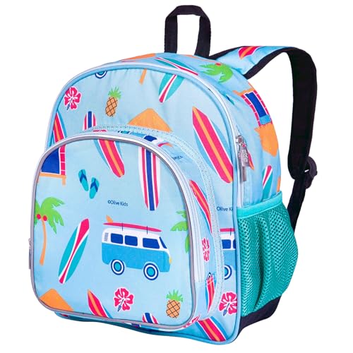 Image of Wildkin 12 Inch Backpack, Includes Insulated, Food-Safe Front Pocket and Side Mesh Water Bottle Pocket, Perfect for Preschool, Daycare, and Day Trips, Olive Kids Design - Surf Shack