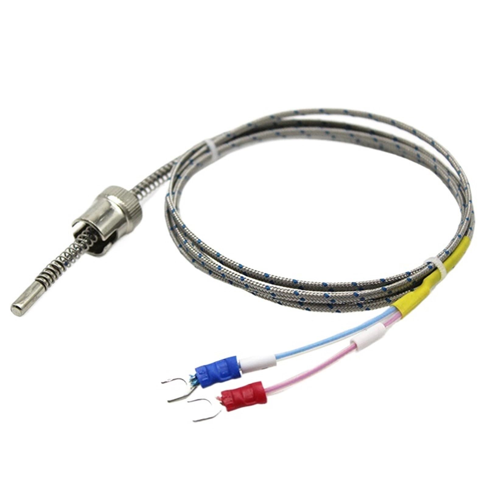 Riswekfw K 5M Thermocouple K/E 1M/2M/3M/4M/5M Compression Spring Shielded Wire M12 Temperature Sensor For Controller(K 5M)