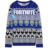 Fortnite - Jersey de Navidad para niños, suéter cálido de punto con motivos festivos, sudadera navideña para niño o adolescente, idea de regalo para Gamer, azul, 9-10 Años