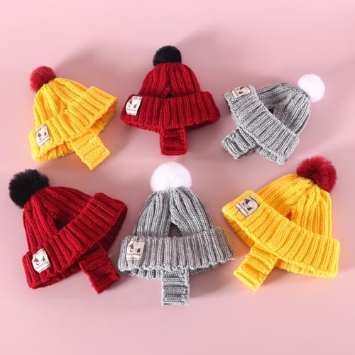 Conjunto de Sombrero y Bufanda para Perro Tejido miniatura 6