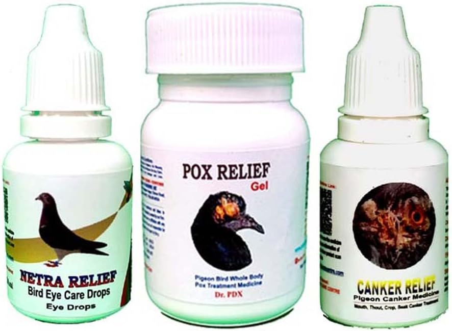 - Pigeon Pox Medication || Complete Treatment Combo Pack || Cover Canker and Eye Problems || Kabutar Medicine (Pox.40g, Canker 5g, Eye 5ml)