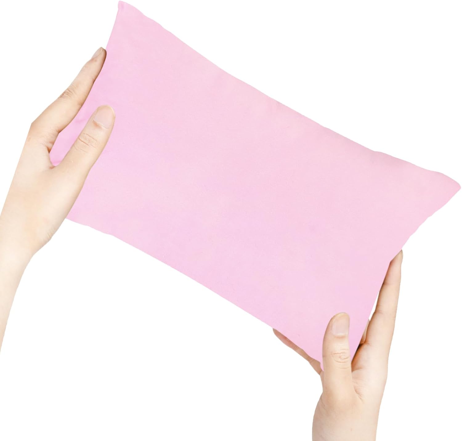Bustlwor Mini Pillow 20 x 30 cm, Small Solid Color Nap Cushion, Small Washable, Perfect for Traveling in Car, Train and Plane (Pink)