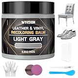 WYCOON Leather Recoloring Balm, Color Restorer, Leather Repair Kit for Furniture, Leather Paint, Leather Dye, Scratch Repair, Stain Remover, Restore Scratched, Faded and Cracked Leather-Light Gray