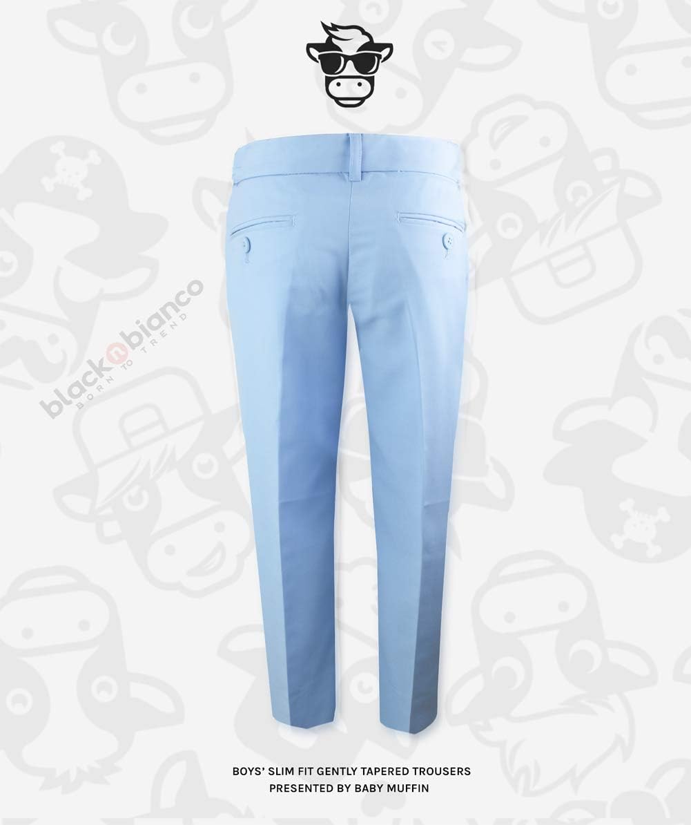 Black n Bianco Boys' First Class Slim Fit Trousers Dress Pants Gently Tapered Flat Front - Presented by Baby Muffin image 2