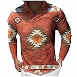 Männliches beiläufiges Herbst-nationales Art-Kariertes T-Shirt Knopf-Kragen-langes Hülsen-Oberseiten-T-Shirt Herren Tops Mit Kragen