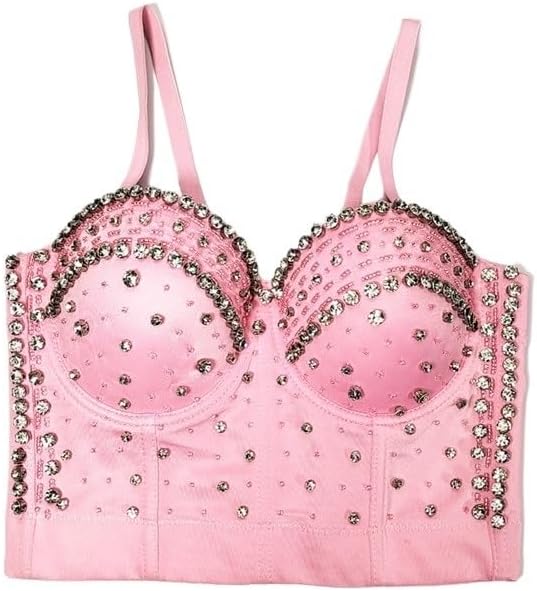 VIDI Shapewear Tube Top Heavy Beaded Bra Inner Wear Outer Rhinestone Backless Camisole for Women