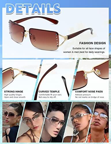 MASDUN Stylish Rimless Frameless Rectangle Sunglasses for Womens Surrounded designer trendy men4