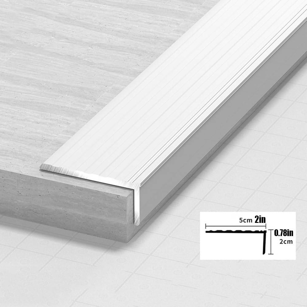 Perfiles De Escalera Para Parquet, Protección De Bordes De Escalera, Perfil De Escalera, Escalones De Exterior, Tiras De Protección De Escalera(White,150cm/60in)