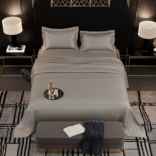 Image of Stoa Paris 350TC Luxstre Cotton Super King Flat Bedding Set for King & Double Size Beds with 2 Pillow Covers, 274cm x 274 cm Bedsheet, All-Season Comfort, Breathable, Home Decor, Panache - Beige
