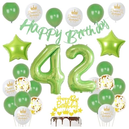 42 cumpleaños hombre mujer decoración verde 42 cumpleaños decoración verde cumpleaños Set verde globos gigantes verde número 42 globos de papel de aluminio verde 42 cumpleaños