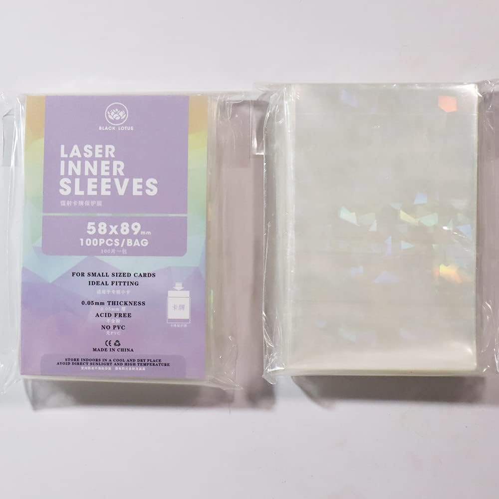 Black Lotus 100pcs Broken Glass Gemstone Laser Flashing Card Film Holographic Idol Photo Card Sleeves Ultra Super Card Protector (58x89mm)