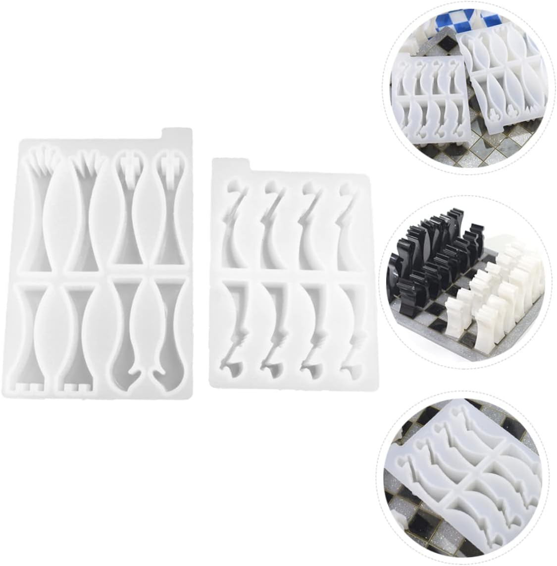 NUOBESTY 2pcs Chess Molds Silicone Moulds for Epoxy Resin Craft Chess Pieces Making Tray Flexible and Reusable Molds with Smooth Surface for Easy Release
