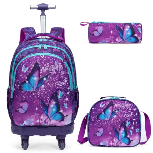 Egchescebo Sac a Dos Enfant à Cartable Cabine Roulette Fille Primaire Valise École Maternelle...