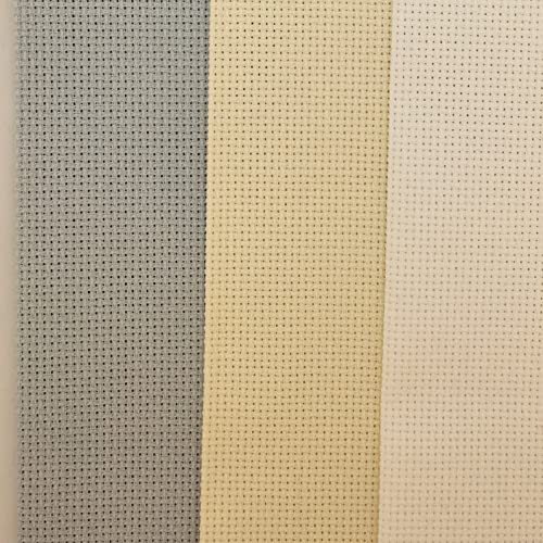 Image of KCS 3 pc of 12 inch x 18 inch 16CT Counted Cross Stitch Cotton Aida Cloth Fabric (White+Cream+Sea Foam)
