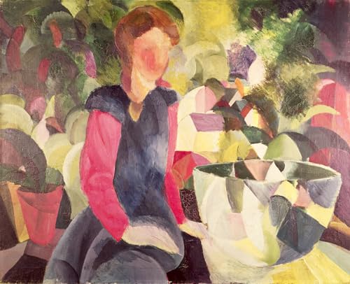 Lienzo decorativo para pared August Macke: pintura Chica con pecera en salón moderno