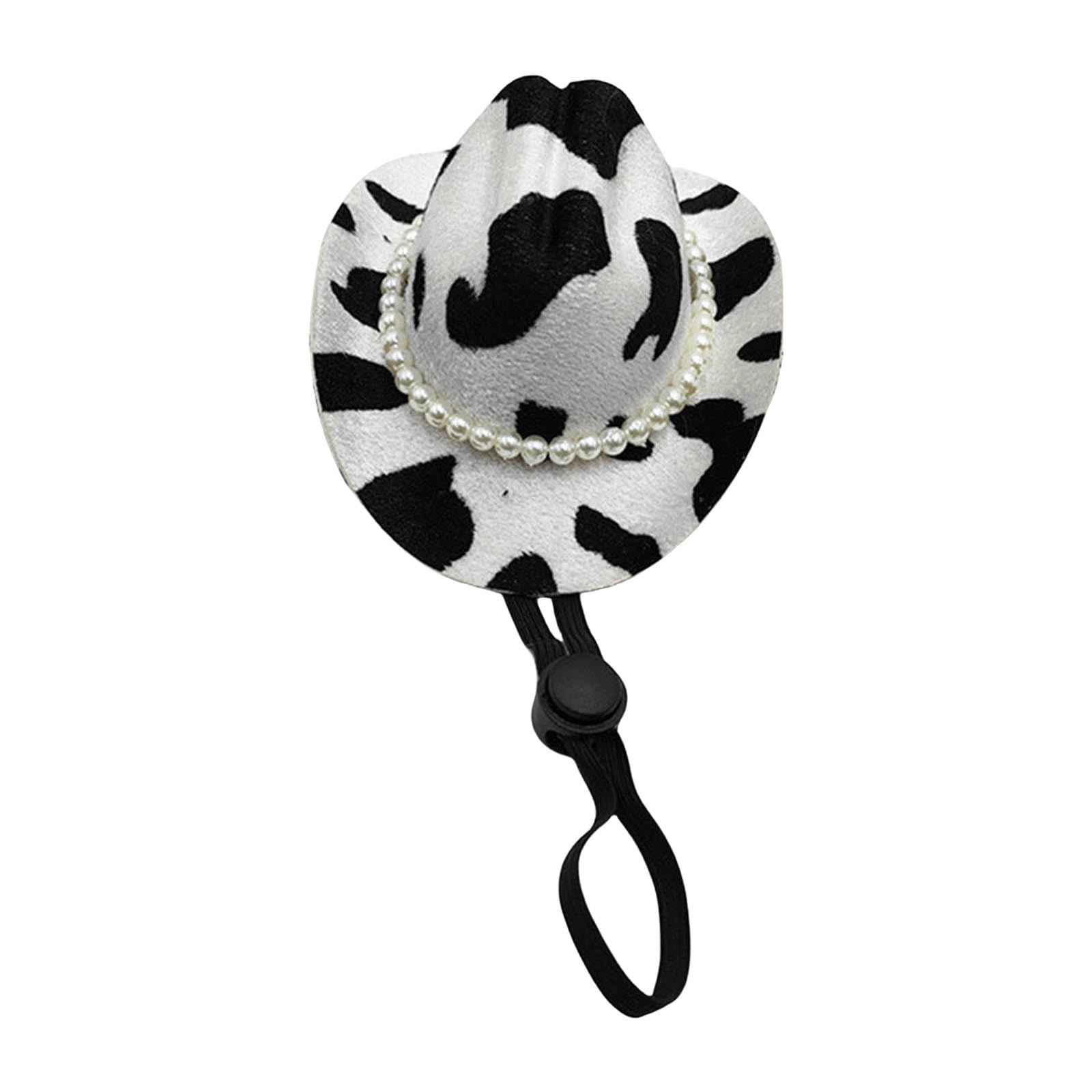 Xboka Milk Pattern Cat Fedoras Headwear Hat For Decorations Fedoras With Pearls Halloween Dog Headwear Photo Props