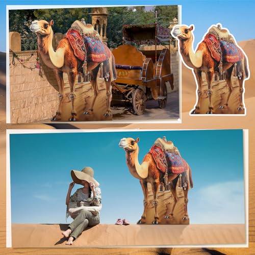 Image of Geelin 5ft Camel Cardboard Cutout Standup Desert Safari Animal Theme Cardboard Standup Photo Prop for Arabian Nights Party Nativity Scene Decorations Egyptian VBS Camel Decor Birthday Supplies