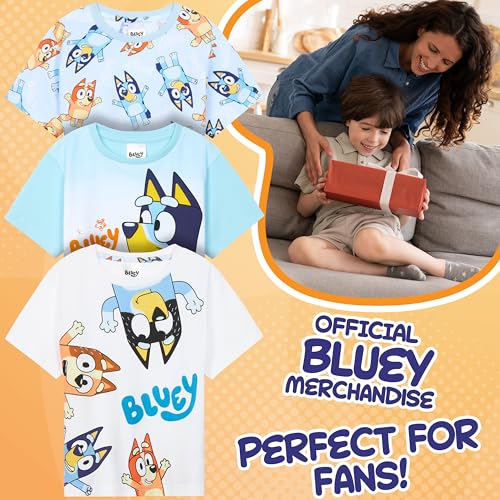 Get Trend Bluey T Shirt for Boys Pack of 3 Summer T Shirt Soft Breathable Bingo Toddler Clothes Short Sleeve Cotton Tops Kids Gifts (2-3 Years, Multi)2