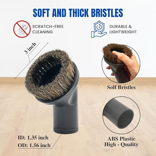 Image of Round Horse Hair Vacuum Brush Attachment for Shark Vacuums, Compatible with Miele C1 Shark NV350 NV360 NV500 NV501 HV300 HV301 HV322 HV371 HV372 (1-3 /8'' Vacuum Dusting Brush)