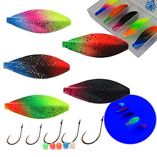 Clignotant pour truite en ligne 4g avec 5 crochets et perles UV