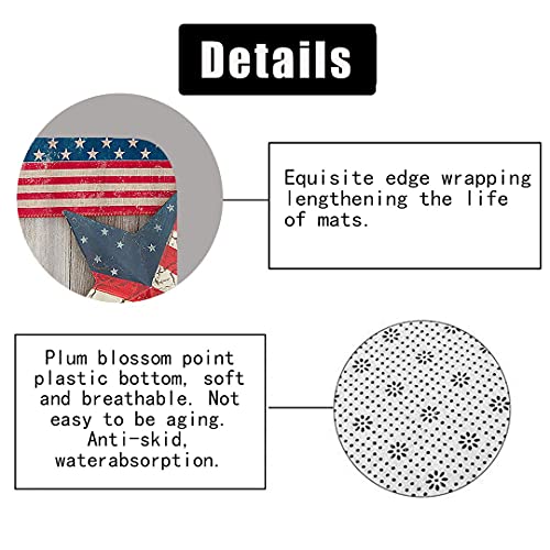 Olebety 4Pcs/Set Vintage Usa Flag Fabric Shower Curtain, Fourth Of July Independence Day Patriotic Star Rustic Wood Panel Wooden Plank Bathroom Decor, Non-Slip Bath Rugs Toilet Carpet, American Flag #TOP5