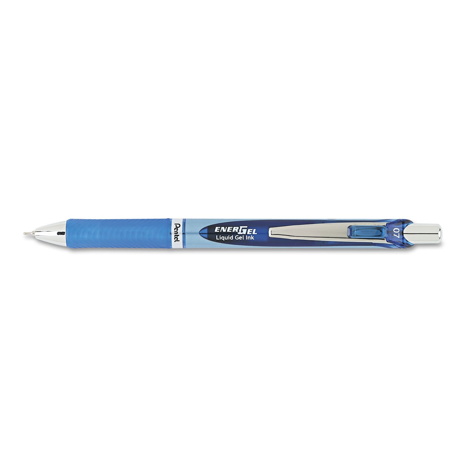 Pentel BLN77C EnerGel RTX Retractable Liquid Gel Pen, .7mm, Needle, Black/Gray Brl, Blue Ink