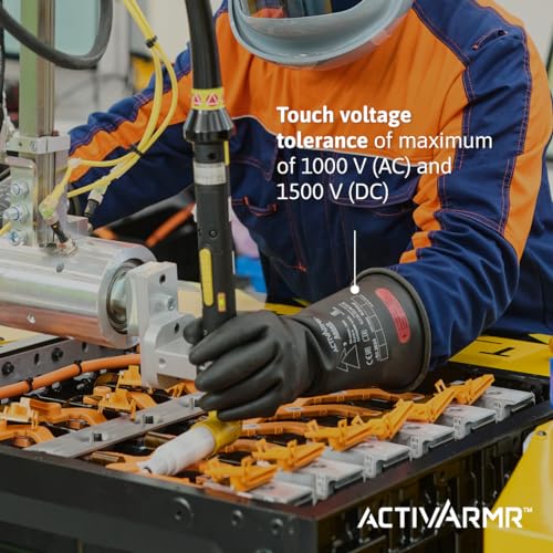 Ansell ActivArmr RIG011B Electrical Insulating Gloves, Size 7.0, Black