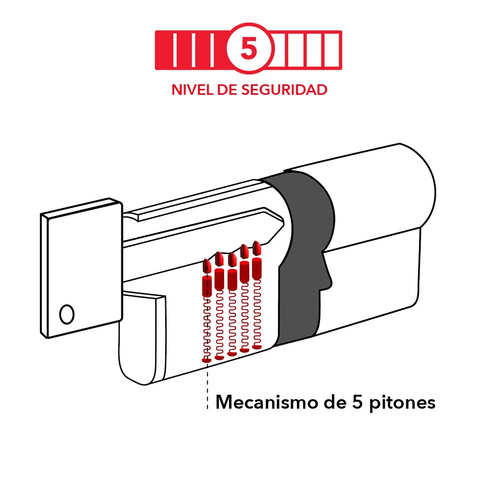 THIRARD - Cilindro de cerradura doble entrada, 21 x 21 mm, latón, 3 llaves | Protección antiarranque, mecanismo de pasadores de alta precisión, acabado latón, compatible con puertas estándar