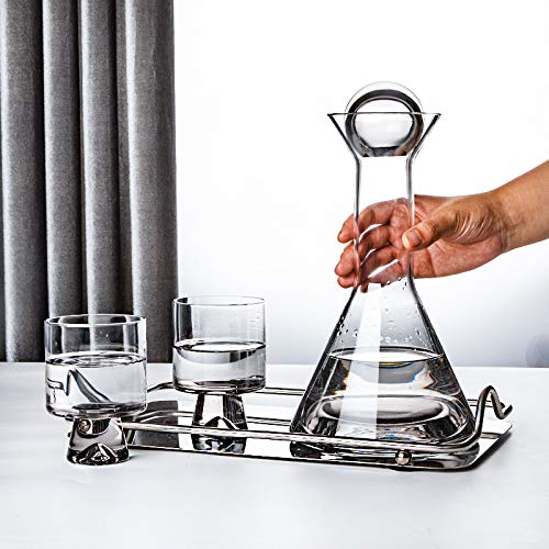 Brocca per l'acqua Set di brocca e bicchiere d'acqua, set di bicchieri da vino in cristallo, accessori da bar, bottiglia di latte for vino con bollitore freddo di lusso Nordic Light Vaso di vetro(Gris