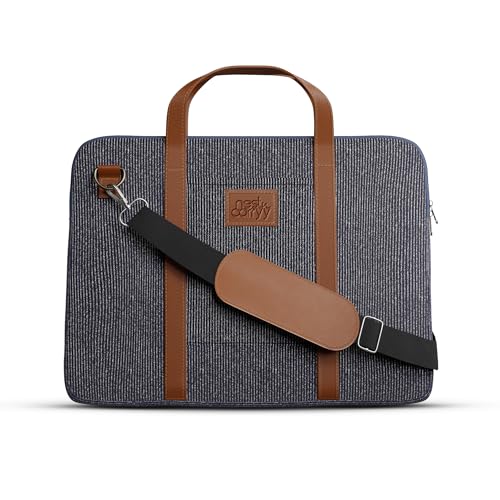 Image of Laptop Sleeve with Handle Upto 14 Inch for Men & Women | Ultra Slim Lightweight | Detachable Shoulder Strap | for MacBook Air /Pro, Asus, Lenovo, Dell & More|Gift for Office & Daily Travel (Denim)