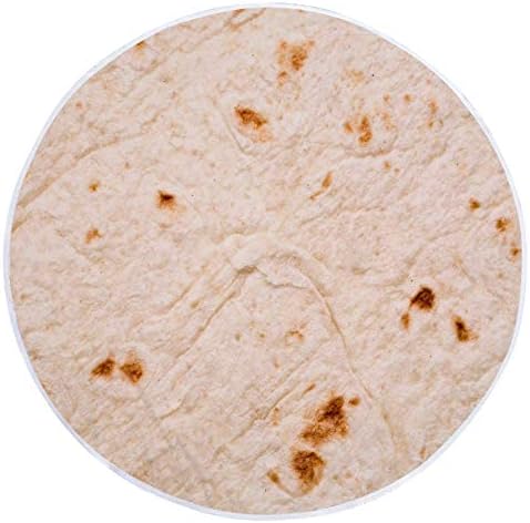 SOFTBATFY Burrito Tortilla Beach Towel Blanket, Be a Giant Human Burrito, Tortilla or Taco, Soft & Plush Giant Round Beach Towel for Kids or Adults (Tortilla C,150cm/60inches)