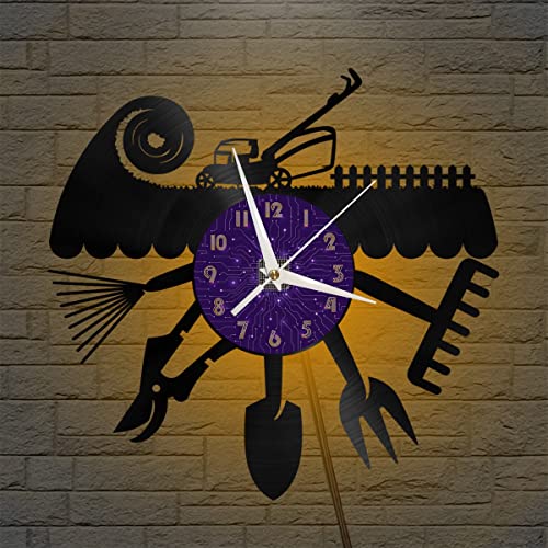 Horloge murale vinyle silencieuse outils de la ferme LED 30cm - 2