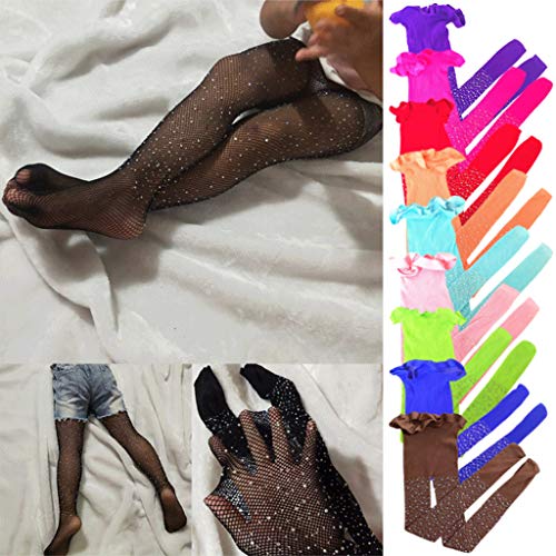 Girls Sparkly Fishnets Stockings Children's High Waist Fishnet Tights Kids Glitter Hollow Out Pantyhose Mesh Stockings4