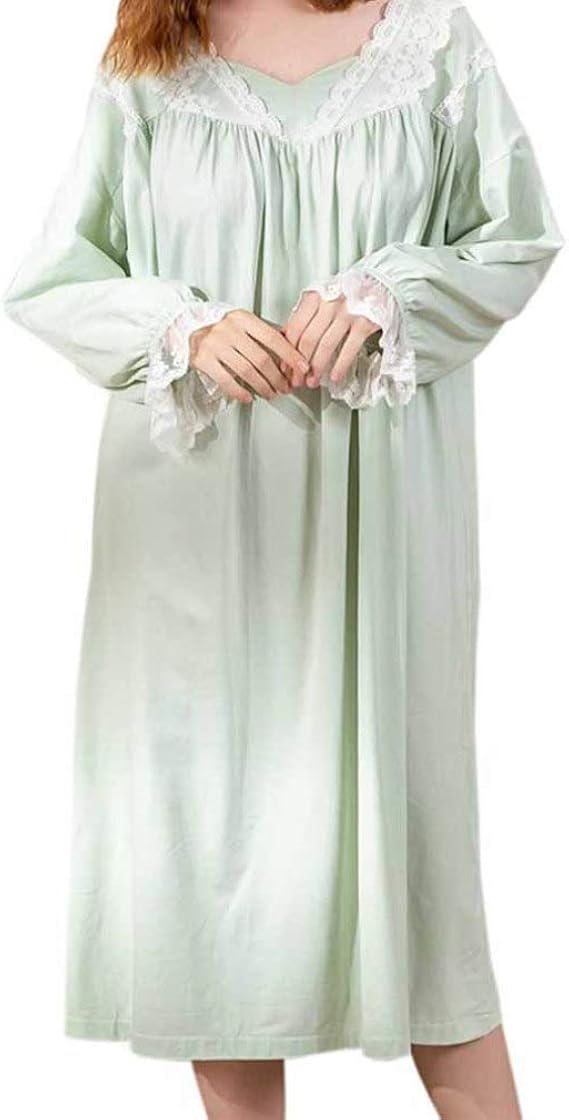 Amazon パジャマ ルームワンピース ロング丈 レディース ルームウェア おしゃれ 姫系 お姫様 可愛い ゆったり 普段着 部屋着 長袖 柔らか ロングガウン 長袖 ネグリジェ 寝間着 春用 夏用 秋 女性用 ルームワンピース ネグリジェ 通販
