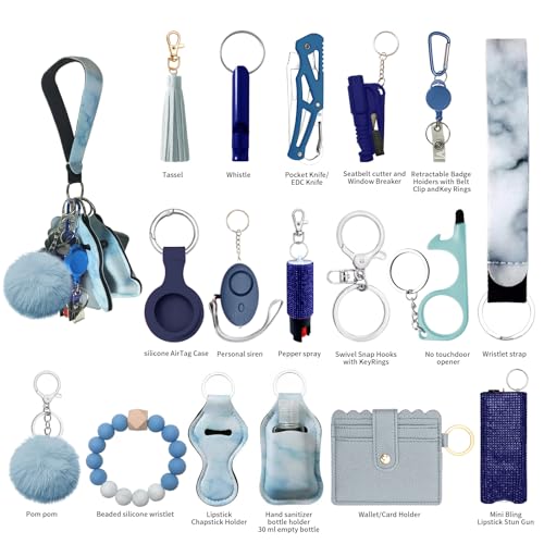 Image of Araafur Wristlet Keychain Set with Wallet Card Holder and Pom pom Airtag Keychain Accessories for Women