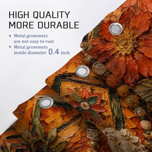 Rideau de douche lavable et imperméable grand format orange rustique - 8